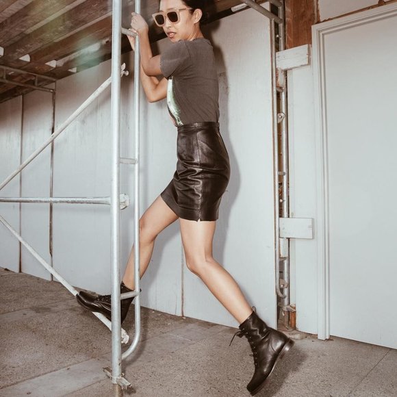 Frye Veronica Combat Black Leather Lace Up Boots - Picture 16 of 16